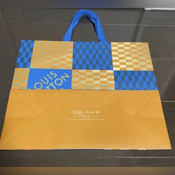LOUIS VUITTON Authentic Gift Shopping Bag Orange/Blue SIZE 15.6 X 13.25 X 6.25 - Picture 5 of 7